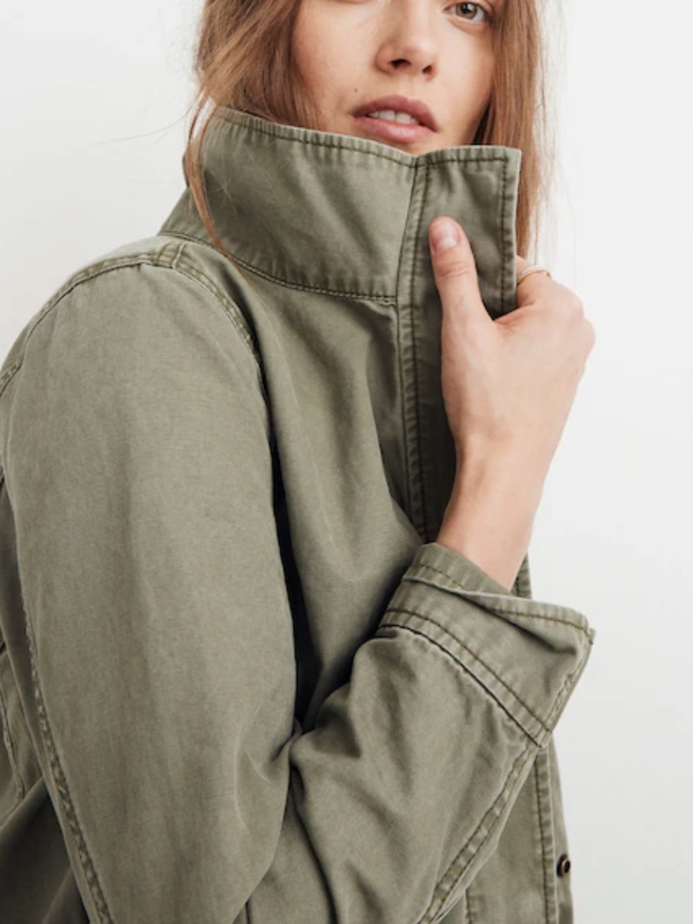 Madewell Passage 100% Cotton Olive Military Jacket Small - Picture 4 of 14